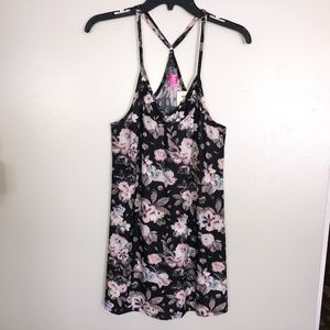 Betsey Johnson Black Floral Slip Nightgown
